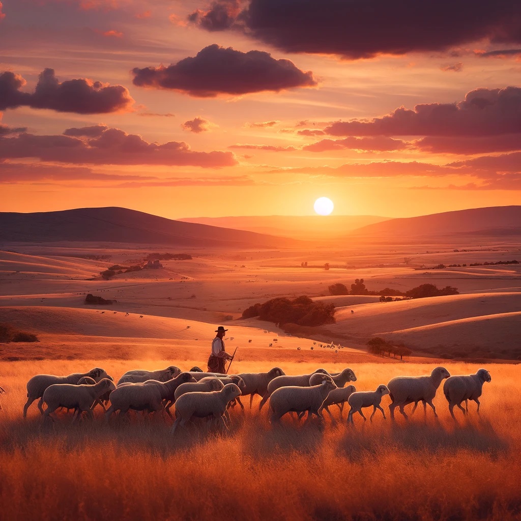 ovejas puestade sol